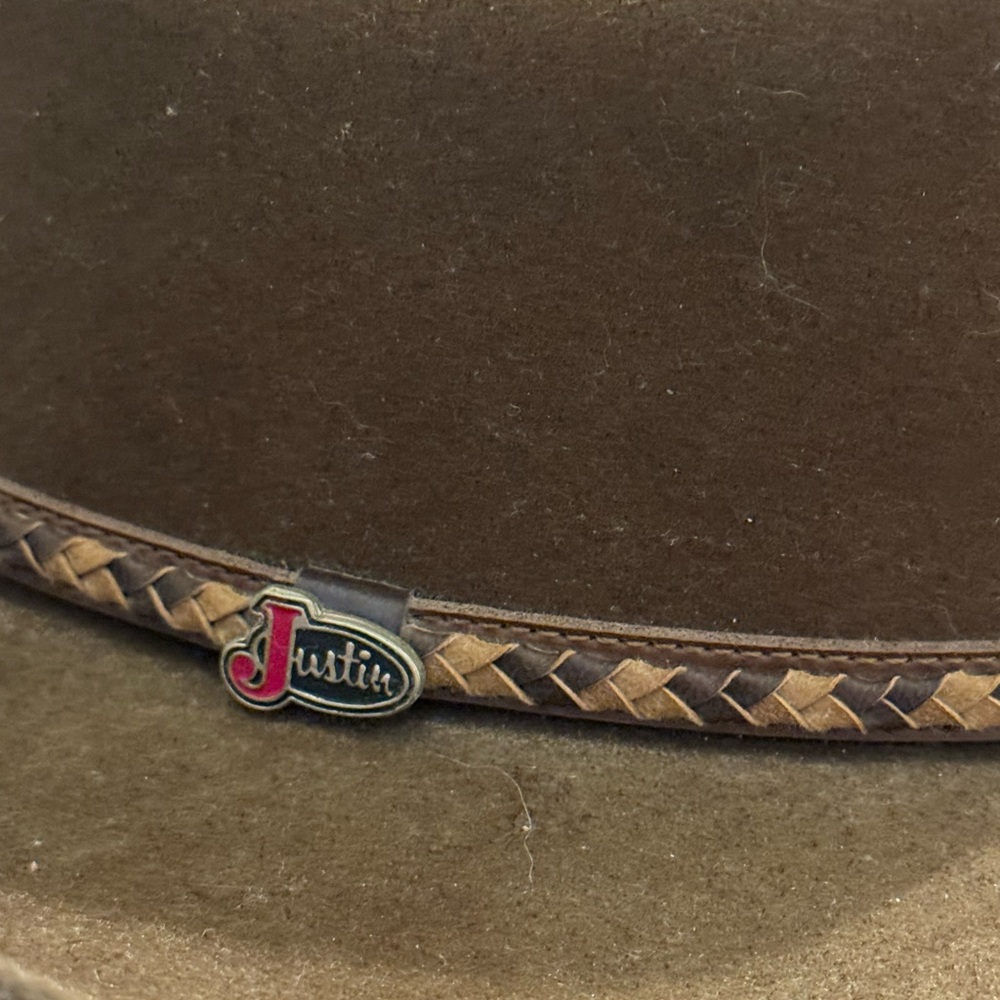 Justin Boots Brown Cowboy Hat with Braided Band - Picture 9 of 9